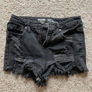 Women’s Black high-waist denim shorts. Size 6/28.